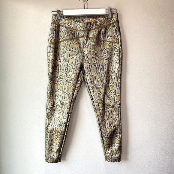 Free People Rio Snakeskin High Rise Skinny Pants Leggings Gold S - Picture 9 of 9